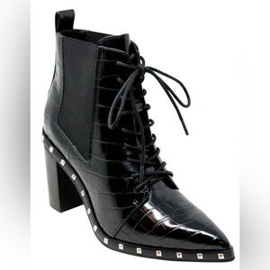 Charles David Black Croc Jetsetter Booties size 8.5 NWOT